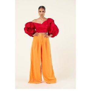 African wide leg beautiful orange